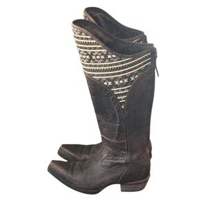 Ariat Pendleton Caldera Women's Mocha Tribal Leather Western Boot Size 6.5 EU 37